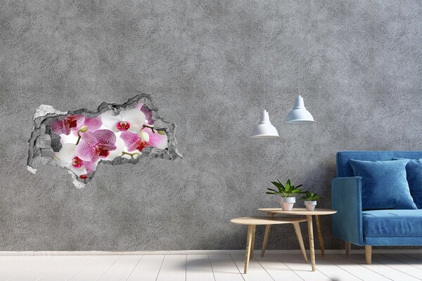 Sticker mural effet trou 3d Une oasis florale discrète