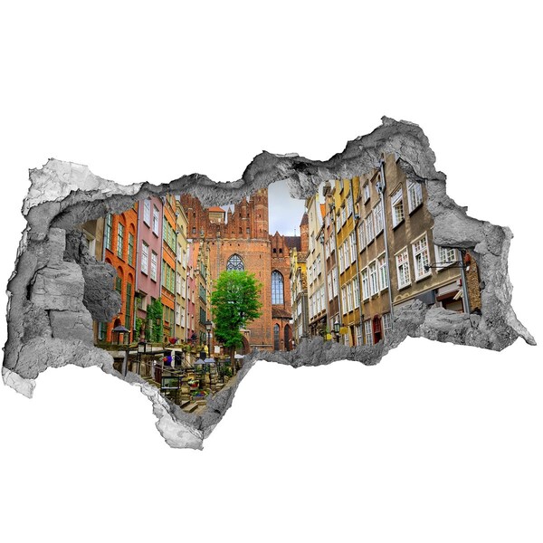 Sticker mural effet trou 3d Vue de Gdańsk