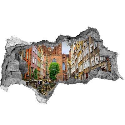 Sticker mural effet trou 3d Vue de Gdańsk