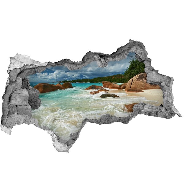 Sticker mural effet trou 3d Une plage mystérieuse au paradis