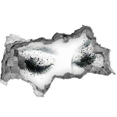 Autocollant mural trou Les yeux fermés dans un trou dans le mur