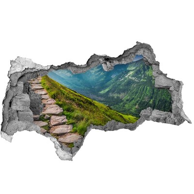 Autocollant à effet 3d trou Paysage montagneux derrière le trou dans le mur
