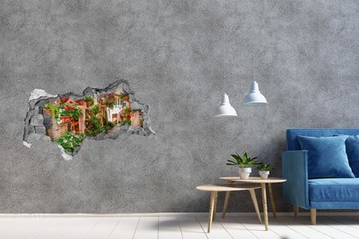 Sticker mural effet trou 3d Un coin charmant avec des fleurs