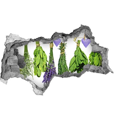 Autocollant à effet 3d trou Jardin d'herbes aromatiques caché dans un mur