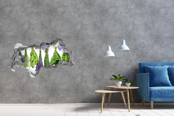Autocollant à effet 3d trou Jardin d'herbes aromatiques caché dans un mur
