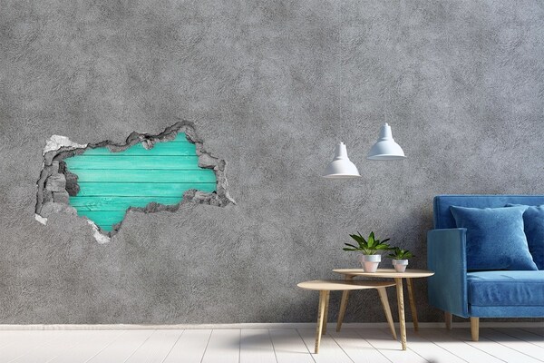 Autocollant mural trou Tableau turquoise dans un trou dans le mur