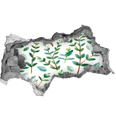 Sticker mural effet trou 3d Eucalyptus béton