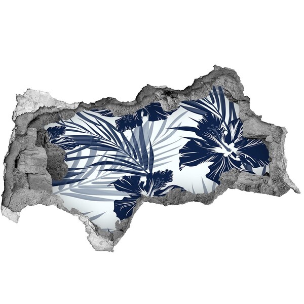 Sticker mural effet trou 3d Paradis tropical avec des fleurs