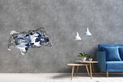 Sticker mural effet trou 3d Paradis tropical avec des fleurs