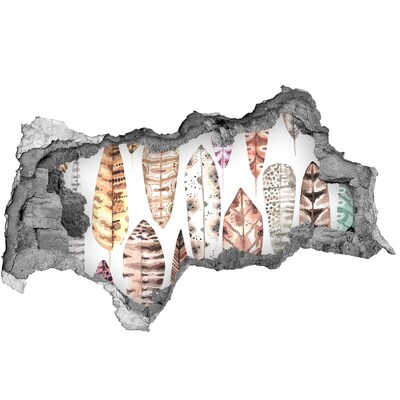 Autocollant à effet 3d trou Des feuilles colorées dans un trou dans le mur