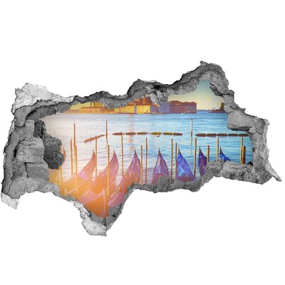 Sticker mural effet trou 3d Venise au crépuscule
