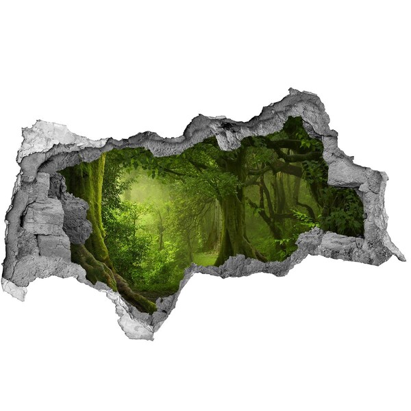 Sticker mural effet trou 3d Une forêt verte pleine de vie