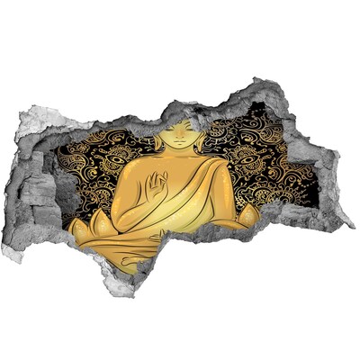 Autocollant à effet 3d trou Bouddha d'or entouré d'un mandala