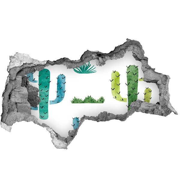 Autocollant à effet 3d trou Paysage verdoyant avec des cactus