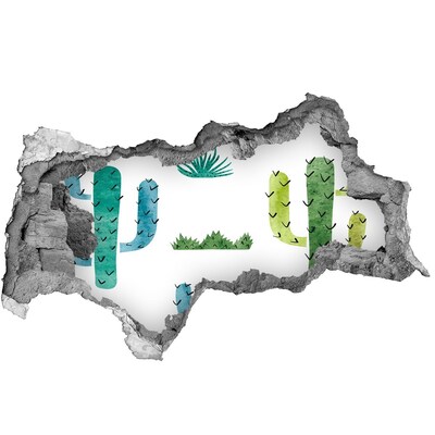 Autocollant à effet 3d trou Paysage verdoyant avec des cactus