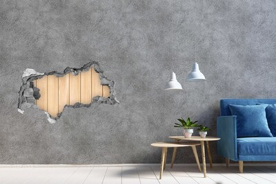 Autocollant à effet 3d trou Un mur abîmé avec un plancher en bois