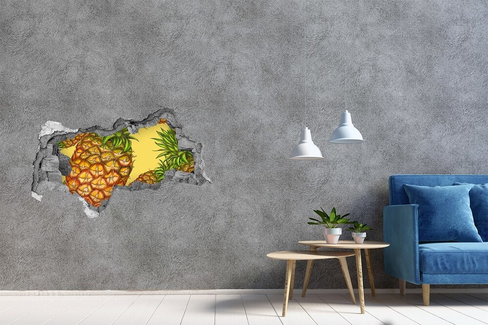 Autocollant mural trou Ananas béton