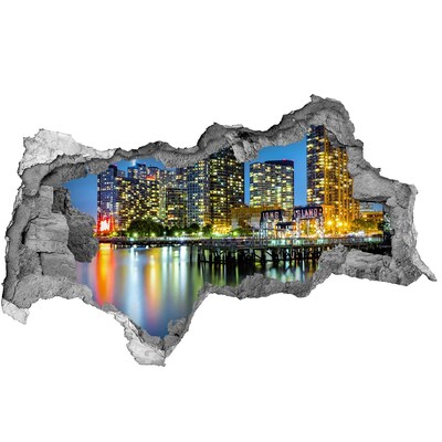 Autocollant à effet 3d trou Vue de la ville la nuit