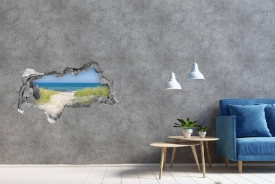 Sticker mural effet trou 3d Vue de la plage