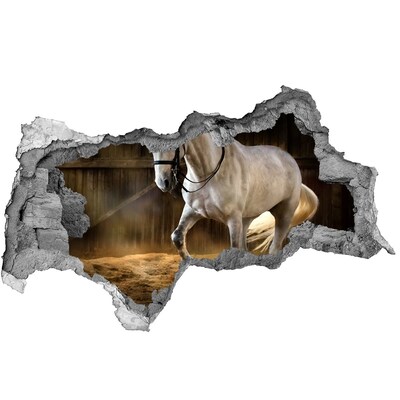 Sticker mural effet trou 3d Un cheval dans l'écurie