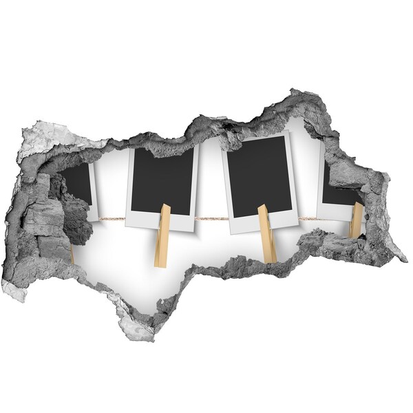 Sticker trou dans le mur Un mur abîmé avec des cadres photo