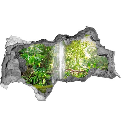 Sticker mural effet trou 3d Cascade tropicale dans la jungle