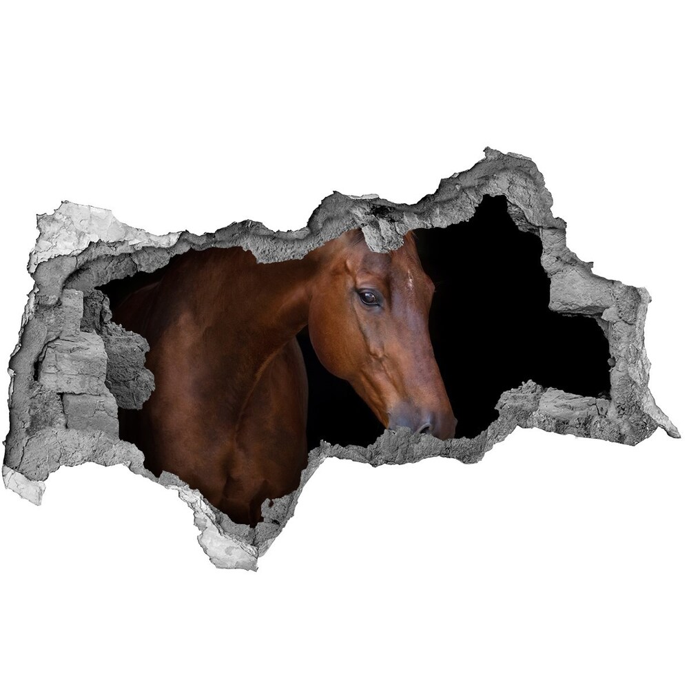 Autocollant à effet 3d trou Cheval brun béton