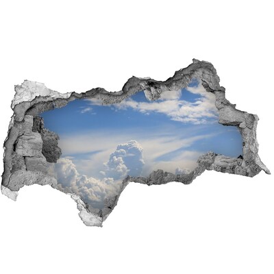 Sticker mural effet trou 3d Nuages dans le ciel béton