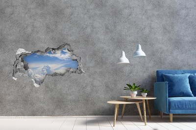 Sticker mural effet trou 3d Nuages dans le ciel béton