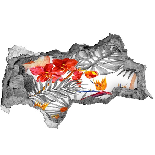 Autocollant à effet 3d trou Un paradis tropical derrière le mur