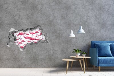Autocollant mural trou Des flamants roses dans un style tropical