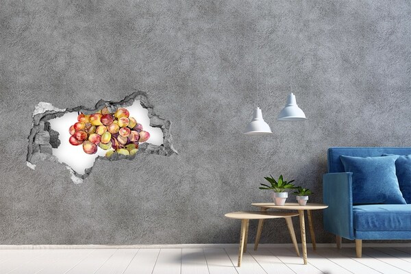 Sticker mural effet trou 3d Des fruits dans un trou dans le mur