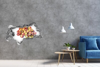 Sticker mural effet trou 3d Des fruits dans un trou dans le mur