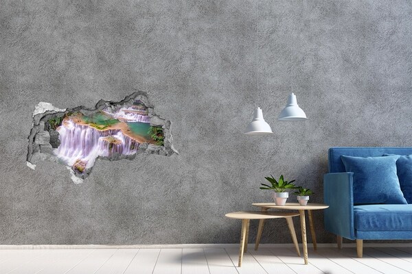 Sticker mural effet trou 3d Chutes d'eau au paradis