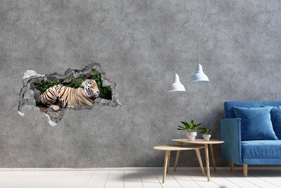 Autocollant à effet 3d trou Le tigre dans son habitat naturel