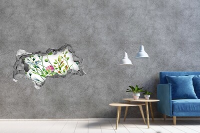 Sticker mural effet trou 3d Jardin fleuri derrière les murs