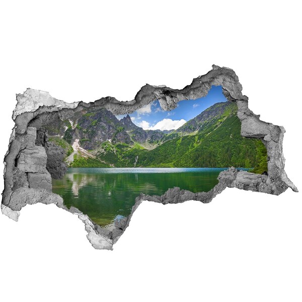 Sticker mural effet trou 3d Paysage de montagne au bord du lac