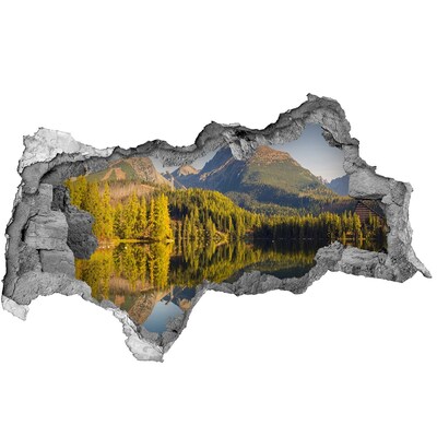 Autocollant à effet 3d trou Paysage montagneux avec un lac