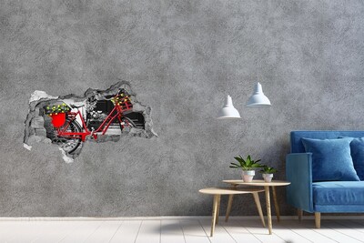 Autocollant mural trou Un vélo rouge dans un environnement urbain
