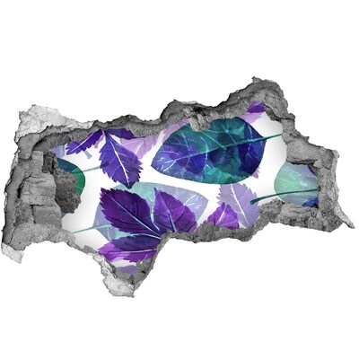 Sticker mural effet trou 3d Des feuilles vertes dans un trou dans le mur