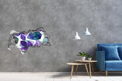 Sticker mural effet trou 3d Des feuilles vertes dans un trou dans le mur