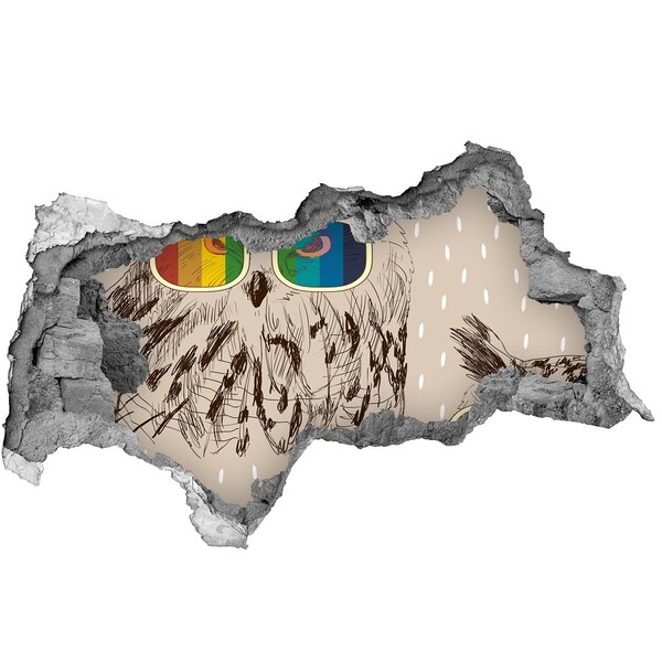 Sticker trou dans le mur L'œil du hibou dans un trou dans le mur