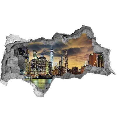 Sticker trou dans le mur La silhouette de New York la nuit