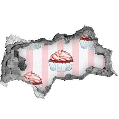Autocollant à effet 3d trou Cupcake dans un trou dans le mur
