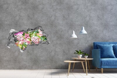 Autocollant mural trou Motif floral béton