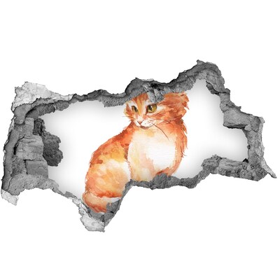 Autocollant à effet 3d trou Chat dans un trou dans le mur