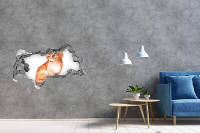 Autocollant à effet 3d trou Chat dans un trou dans le mur