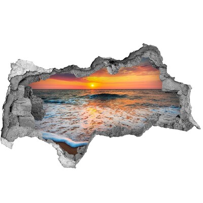 Sticker mural effet trou 3d Coucher de soleil sur la mer