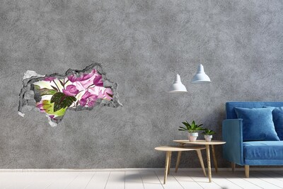 Sticker mural effet trou 3d Motif floral béton