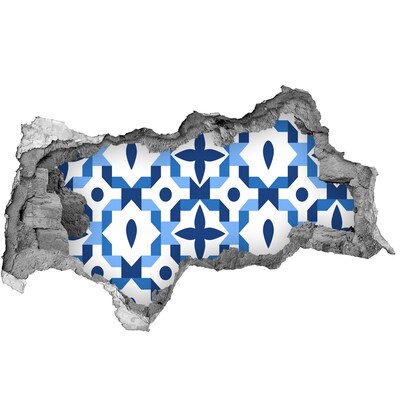 Autocollant mural trou Motifs bleus sur le mur